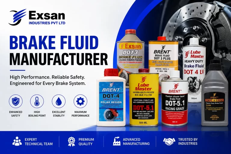 Brake Fluid Manufacturer — Exsan Industries DOT 3, DOT 4, DOT 5.1 and Polar Region Brake Fluid range by Brent and Lube Master brands