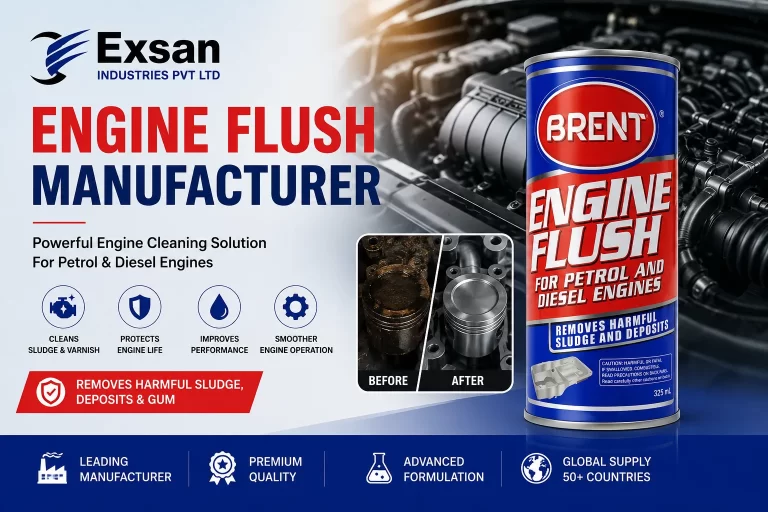 Engine Flush Manufacturer showcasing Brent Engine Flush for petrol and diesel engines by Exsan Industries